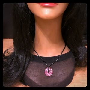 Leather necklace with circle pendant